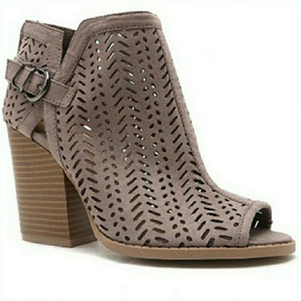 Taupe peep-toe booties